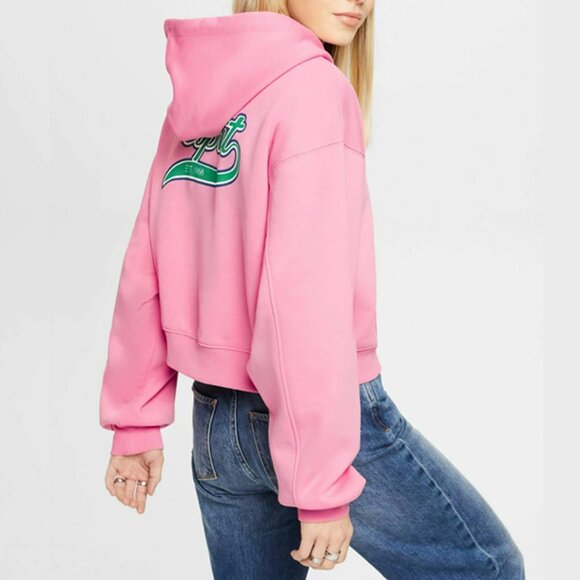 Esprit Pink Cropped Zip Hoodie with Back Logo NWT - Picture 4 of 9